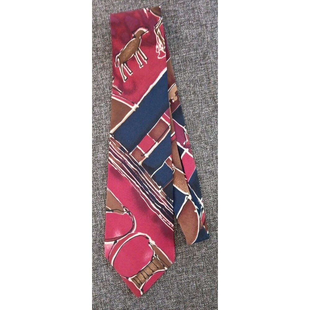 Tie 70s 80s 90s Y2K New Vintage Stock Torriani Red Brown Black 57 Inches